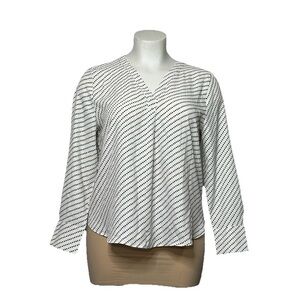 Ann Taylor Black and off White Diagonal Stripe Blouse